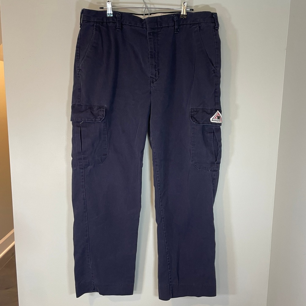 Bulwark FR Navy Blue Flame Resistant Cargo Work Pants Mens 40x33 Workwear